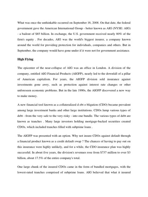 cdo scandal|Falling Giant: A Case Study of AIG .